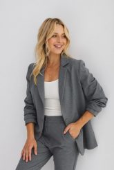 MARYNARKA NANCY SZARY MELANŻ XS - Flawless. Szare żakiety damskie Flawless, s, bez wzorów, biznesowe. Za 520.00 zł.