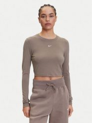 Nike Bluzka Chill Knit HF5322 Brązowy Regular Fit. Brązowe bluzki damskie Nike, s, bez wzorów, z bawełny, bez kołnierzyka, bez ramiączek. Za 169.99 zł.