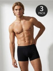 Bawełniane bokserki long 3 pack - czarny. Czarne bokserki męskie Sinsay, l, bez wzorów, z bawełny. Za 29.99 zł.