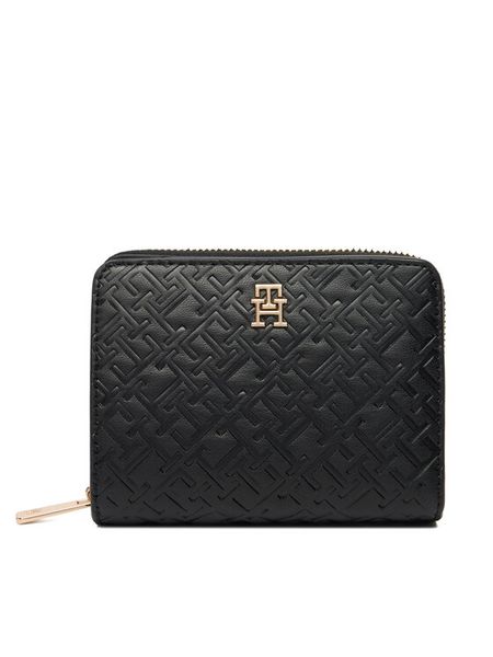 Tommy Hilfiger Portfel Med Za W/Flap Mono AW0AW18035 Czarny. Czarne portfele damskie Tommy Hilfiger, bez wzorów, ze skóry. Za 299.99 zł.