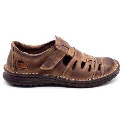 Joker Buty męskie ażurowe 501 brązowe. Brązowe półbuty na co dzień męskie na lato, ze skóry, biznesowe, bez zapięcia. Za 335.76 zł.