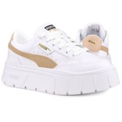 Buty do chodzenia damskie Puma mayze stack. Białe obuwie sportowe damskie Puma, bez wzorów, z materiału, trekkingowe. Za 344.45 zł.