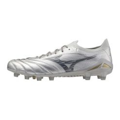 Buty piłkarskie Mizuno Morelia Neo Beta Elite MD. Szare buty sportowe męskie Mizuno, ze skóry, bez zapięcia, do piłki nożnej. W wyprzedaży za 742.80 zł.