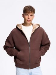 Rozpinana bluza z kapturem - brązowy. Brązowe bluzy męskie Reserved, l, bez wzorów, z bawełny, z kapturem. Za 159.99 zł.