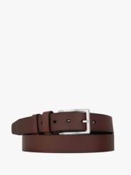 Ciemnobrązowy pasek ze skóry licowej. Brązowe paski damskie Ryłko, bez wzorów, z denimu, eleganckie. Za 129.99 zł.