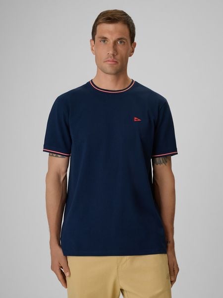 4F T-shirt regular gładki męski - granatowy M. Niebieskie t-shirty męskie 4f, m, bez wzorów, z bawełny, bez kołnierzyka. W wyprzedaży za 59.99 zł.