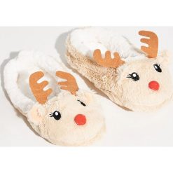 Pluszowe kapcie renifery - Beżowy. Brązowe kapcie damskie Sinsay. Za 24.99 zł.