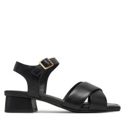 Sandały Clarks. Czarne sandały damskie Clarks, bez wzorów, bez obcasa, na słupku, bez zapięcia. Za 259.99 zł.