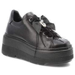 Czarne Sneakersy Karino Modne Obuwie Damskie Na Platformie. Czarne półbuty damskie Karino, bez wzorów, ze skóry, eleganckie, bez obcasa, na platformie, bez zapięcia. Za 492.99 zł.