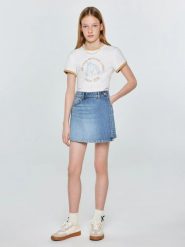 Spódnico-szorty dziewczęce jeansowe niebieskie Juni 466. Niebieskie spodenki dla dziewczynek Big Star, bez wzorów, z bawełny, eleganckie. Za 139.99 zł.