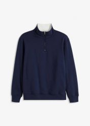 Bluza termiczna ze stójką, na ciepłej podszewce. Niebieskie bluzy męskie bonprix, l, bez wzorów, bez kaptura. Za 149.99 zł.
