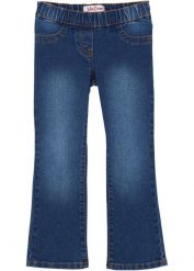 Dżinsy bootcut ze średnim stanem i elastyczną gumką w talii. Niebieskie jeansy dla dziewczynek bonprix, z jeansu. Za 79.99 zł.