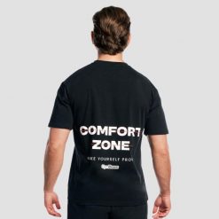 Koszulka męska fitness oversize Zone czarna. Czarne koszulki sportowe męskie GYMBEAM, l, bez wzorów, z bawełny, bez kołnierzyka, bez ramiączek, na fitness i siłownię. Za 89.90 zł.