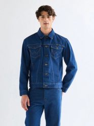 MESKA KURTKA WRANGLER COWBOY CUT JACKET PREWASHED INDIGO 112379708. Niebieskie płaszcze męskie Wrangler, l, bez wzorów, z jeansu, bez kaptura. Za 299.99 zł.