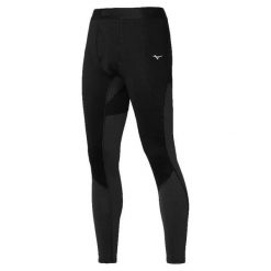 Legginsy Mizuno Breath Thermo Merino Wool. Czarne legginsy sportowe męskie Mizuno, l, bez wzorów, z materiału, do biegania. Za 314.00 zł.