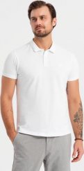 Komplet męskich t-shirtów bawełnianych polo BASIC granatowy/biały/czerwony V3 OM-POBS-0133 M. Białe koszulki polo męskie Ombre, m, bez wzorów, z bawełny, bez ramiączek. Za 376.71 zł.