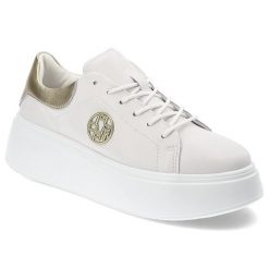 Białe Sneakersy Filippo Modne Obuwie Damskie. Białe półbuty damskie Filippo, bez wzorów, ze skóry, eleganckie, bez obcasa, bez zapięcia. Za 179.00 zł.