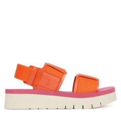 Sandały Fly London. Brązowe sandały damskie Fly London, bez wzorów, bez obcasa, na płaskiej podeszwie, bez zapięcia. Za 229.99 zł.