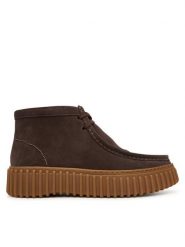 Clarks Trzewiki Torhill Moss 26185345 Brązowy ciemny. Brązowe botki damskie Clarks, ze skóry, bez obcasa, na płaskiej podeszwie, bez zapięcia. Za 569.99 zł.
