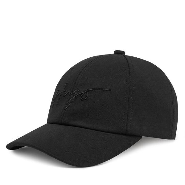 Czapka z daszkiem HUGO. Czarne czapki i kapelusze damskie Hugo, bez wzorów. Za 129.99 zł.