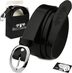 Beltimore Beltimore skórzany damski pasek do spodni 3 cm czarny U42. Czarne paski damskie Beltimore, bez wzorów. Za 52.79 zł.