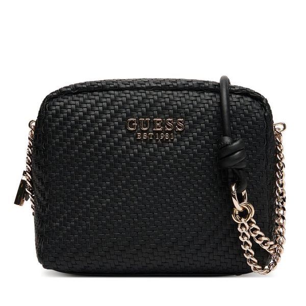 Torebka Guess. Czarne listonoszki damskie Guess, z aplikacjami, bez dodatków. Za 309.99 zł.