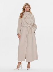 Calvin Klein Płaszcz wełniany K20K206746 Beżowy Relaxed Fit. Brązowe płaszcze damskie Calvin Klein, na zimę, l, bez wzorów, z wełny, bez kaptura. Za 2,889.00 zł.