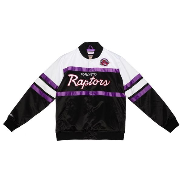 Bluza dresowa zapinana na guziki Toronto Raptors. Czarne bluzy męskie Mitchell & Ness, bez wzorów, z dresówki, bez kaptura, do koszykówki. Za 573.00 zł.