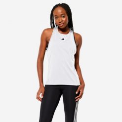 Koszulka na ramiączka treningowa fitness cardio damska ADIDAS. Koszulki sportowe damskie Adidas, m, bez wzorów, z materiału, bez kołnierzyka, bez ramiączek, na fitness i siłownię. Za 119.99 zł.