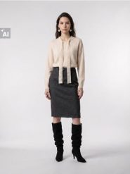 Sweter oversize z ozdobnym wiązaniem - kremowy. Białe swetry damskie Sinsay, l, bez wzorów, bez kołnierzyka, bez ramiączek, bez kaptura. Za 59.99 zł.