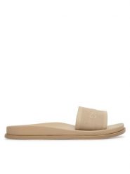 Calvin Klein Klapki City Sandal Mule Webbing HW0HW02887 Beżowy. Brązowe klapki damskie Calvin Klein, bez wzorów, z materiału, bez obcasa. Za 359.99 zł.
