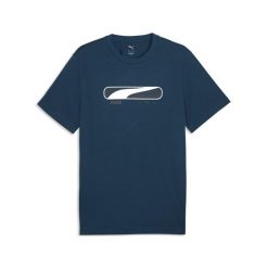 Męska koszulka PUMA Sport Logo Play PUMA. Niebieskie koszulki sportowe męskie Puma, l, bez wzorów, z bawełny, bez kołnierzyka, bez ramiączek. Za 109.00 zł.