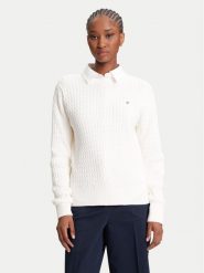 Tommy Hilfiger Sweter Fine WW0WW44993 Écru Regular Fit. Swetry damskie Tommy Hilfiger, xl, bez wzorów, z bawełny, bez kołnierzyka, bez ramiączek, bez kaptura. Za 389.99 zł.