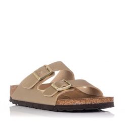 Klapki damskie Birkenstock Arizona BS. Szare klapki damskie Birkenstock, bez wzorów, z materiału, bez obcasa. Za 339.00 zł.