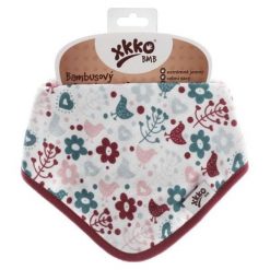 Xkko Śliniaczek Bambusowy Flowers&Birds Girls Czerwony. Czerwone śliniaki dla dzieci Xkko, bez wzorów, z wiskozy. Za 19.00 zł.