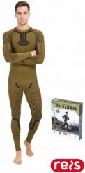 Bielizna termoaktywna męska zestaw koszulka długi rękaw kalesony dzianina elastan oliwkowo-czarny czarno-brązowy - oliwkowo-czarny 2XL-3XL. Brązowa bielizna termoaktywna męska Reis, m, z dzianiny. Za 95.22 zł.