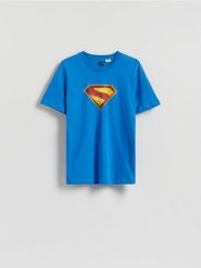Bawełniany t-shirt regular fit SUPERMAN™ - niebieski. Niebieskie t-shirty męskie Reserved, l, bez wzorów, z bawełny, bez kołnierzyka. Za 89.99 zł.