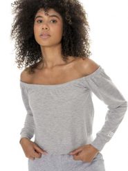 Leone Be Glam Bluzy damskie z odkrytymi ramionami i wciąganym kapturem. Szare bluzy damskie LEONE 1947 APPAREL, s, bez wzorów, z bawełny. Za 84.16 zł.