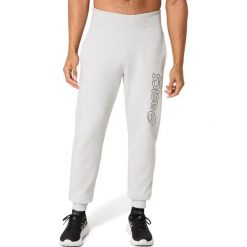 Spodnie do biegania Asics Logo. Szare spodnie sportowe męskie Asics, l, bez wzorów, z bawełny, do biegania. Za 298.00 zł.