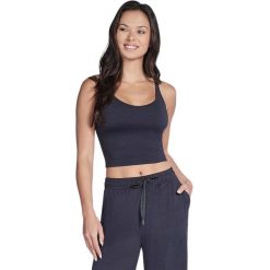 Podkoszulek damskie Skechers. Niebieskie obuwie sportowe damskie Skechers, bez wzorów, z poliesteru, na fitness i siłownię, Skechers Sport. Za 390.00 zł.