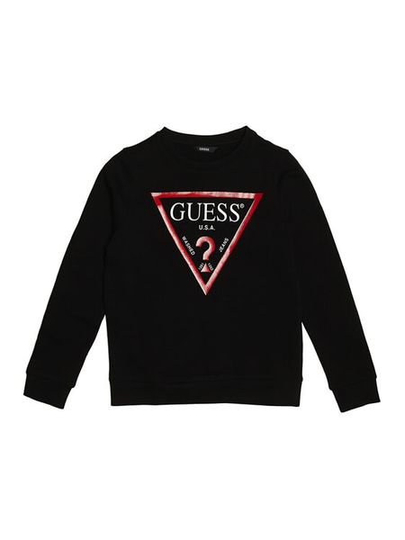 Guess Bluza L73Q09 KAUG0 Czarny Regular Fit. Czarne bluzy dla chłopców Guess, z aplikacjami, z bawełny, bez ramiączek, bez kaptura. Za 99.99 zł.