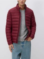 Pikowana kurtka ze stójką - bordowy. Czerwone kurtki męskie Reserved, l, bez wzorów, bez kaptura. Za 159.99 zł.