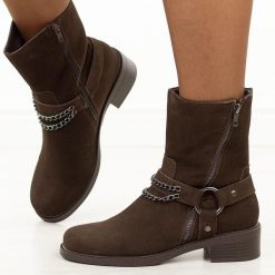 Brązowe wysokie skórzane botki damskie T.Sokolski Z25-141. Brązowe botki damskie Sokolski, na jesień, z jeansu, boho, z okrągłym noskiem, bez obcasa, na płaskiej podeszwie, bez zapięcia. Za 339.00 zł.