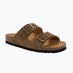 Klapki damskie Scholl Josephine Suede. Zielone klapki damskie Scholl, bez wzorów, z materiału, eleganckie, bez obcasa. Za 409.99 zł.