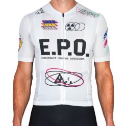 Koszulka Kolarska Męska LUXA E.P.O. White. Białe buty sportowe męskie LUXA, m, bez wzorów, bez kołnierzyka, bez ramiączek, rowerowe. Za 449.00 zł.