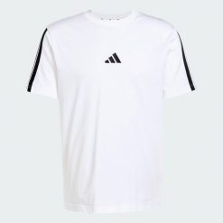 Koszulka Essentials 3-Stripes Single. Białe buty sportowe męskie Adidas, xl, bez wzorów, z bawełny, bez kołnierzyka, bez ramiączek, na fitness i siłownię. Za 119.00 zł.
