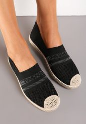 Czarne Espadryle z Plecioną Cholewką przed Kostkę Mokosa. Czarne espadryle damskie Renee, na lato, z aplikacjami, boho, bez obcasa, na płaskiej podeszwie, bez zapięcia. Za 44.99 zł.