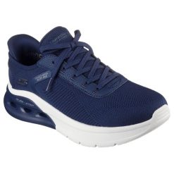 Męskie BOBS ARC WAVES 2.0 Slip-On Granatowy. Niebieskie buty sportowe męskie Skechers, z dzianiny, bez zapięcia. Za 490.00 zł.