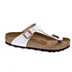 Japonki damskie Birkenstock 943871. Białe klapki damskie Birkenstock, bez wzorów, z materiału, sportowe, bez obcasa. Za 668.00 zł.