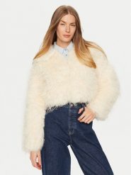 Eleh Futro E00203 Écru Regular Fit. Płaszcze damskie Eleh, s, bez wzorów, z futra, bez kaptura. Za 459.99 zł.